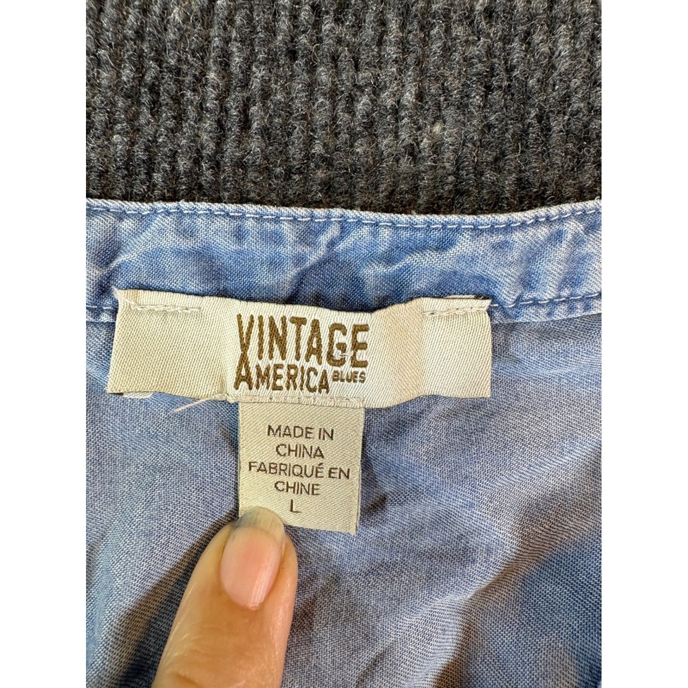 Vintage America Blues Kimberly Embroidered Lyocell Denim Dress Blue Large - Picture 2 of 10